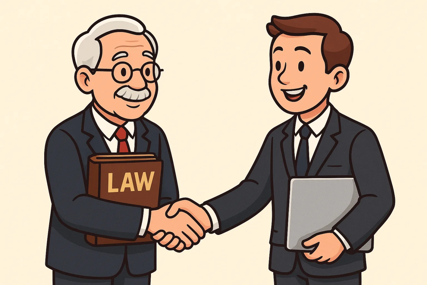 Cartoon men shaking hands