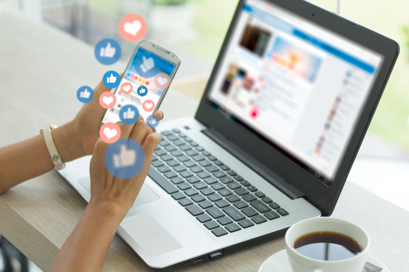 Women using social media in smartphone