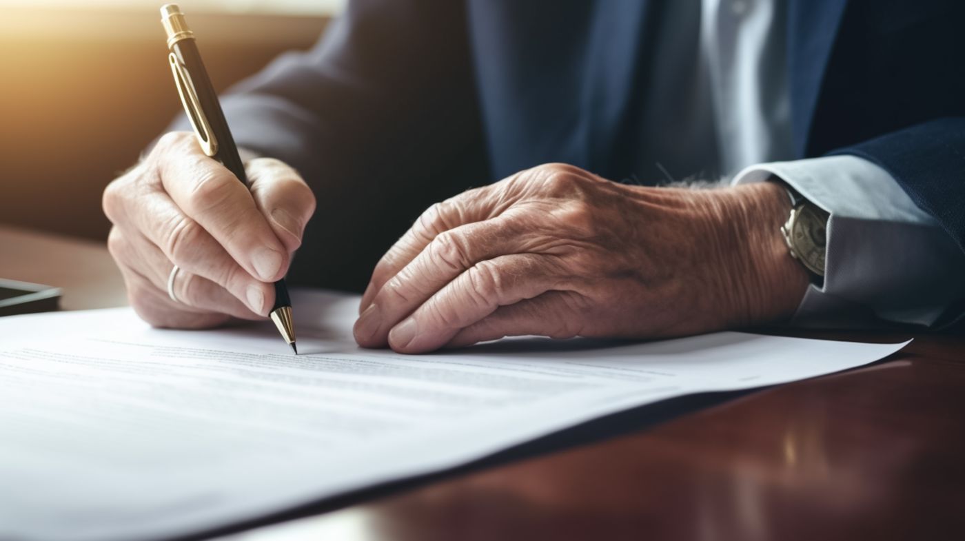 Old man drafting last will
