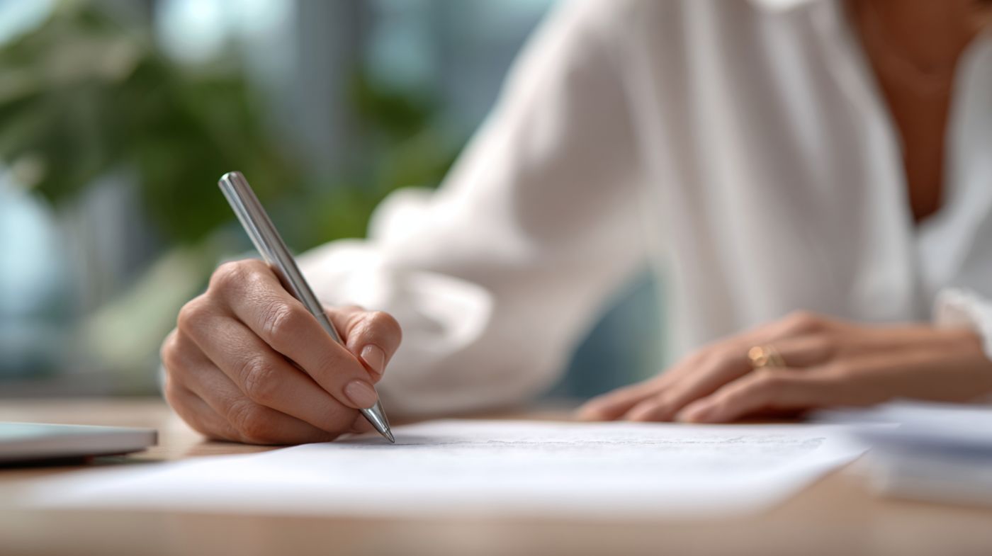 Women signing an agreement paper