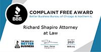 BBB Badge Complaint Free Award for Richard Shapiro