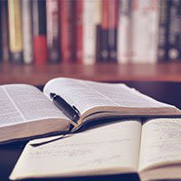 Open books on desk