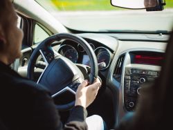 Interior image of someone driving a car