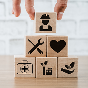  Man hand holding wooden cube blocks