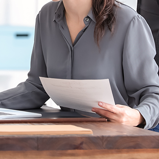 Woman looking at a document