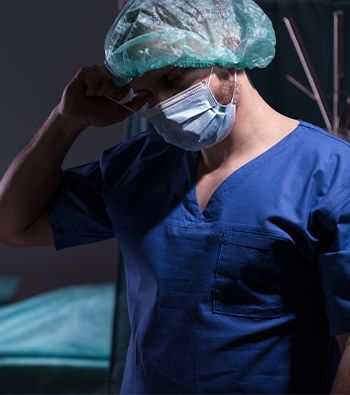 Frustrated Doctor after unsuccessful operation