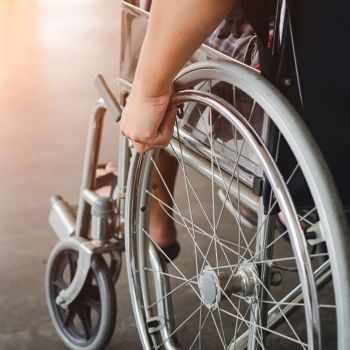 Close up of a wheelchair 