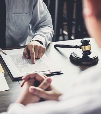 Man consulting with attorney