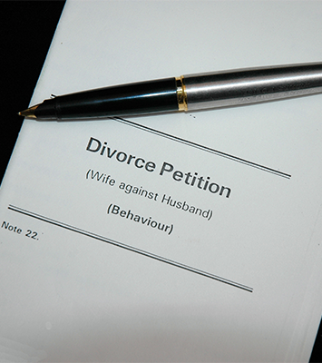 divorce papers and pen
