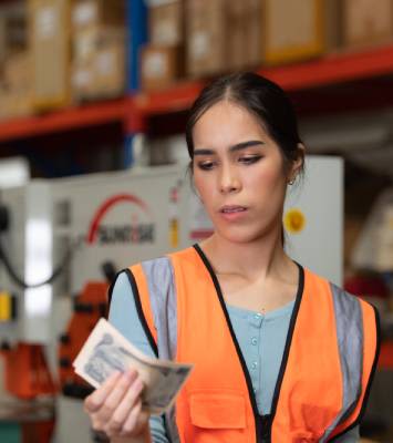 Female Worker dissatisfied with her wage