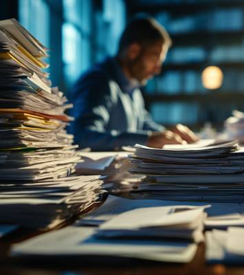 Man buried under file working late night