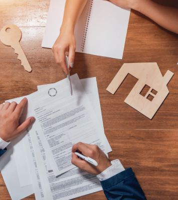 Man buying a home buying contract