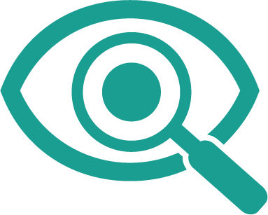 Eye and magnifying glass icon