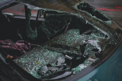 Shattered Windsheild of Car