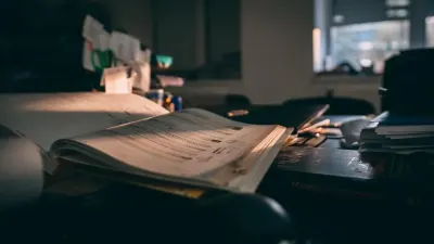 Books sitting on a desk