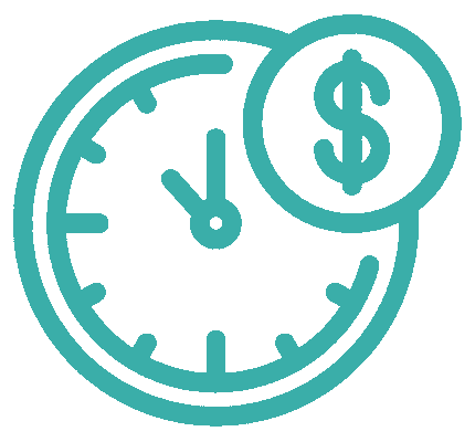 Icon of clock with dollar sign
