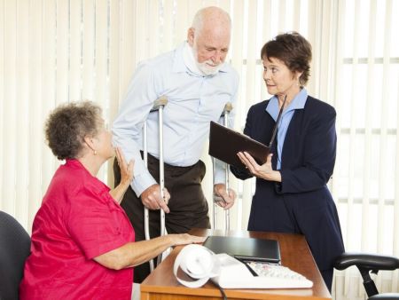 Elderly Man on Crutches