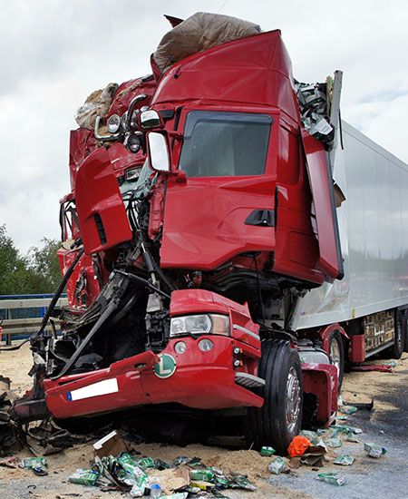 Truck accident at road