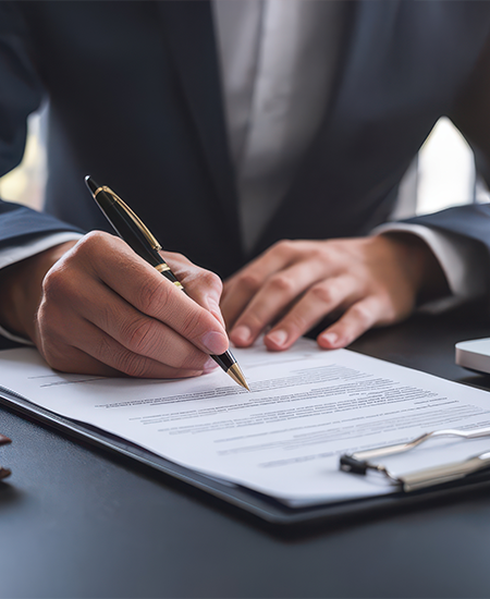 Close-up of Executive Finalizing Contract Agreement