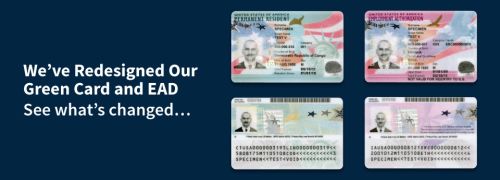 Redesigned Green Cards and EAD cards side by side