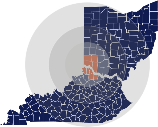 Ohio and Kentucky map