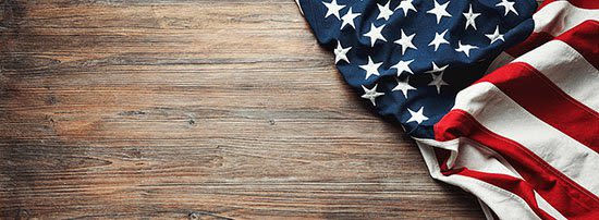 American flag on a wooden background