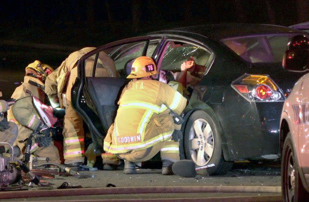 Car crash scene