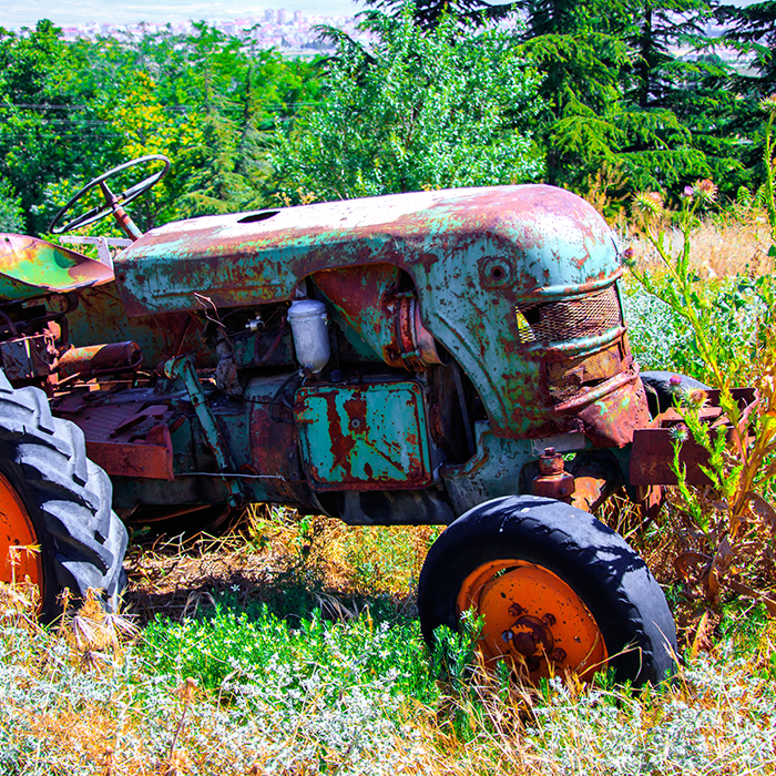 derelict tractor