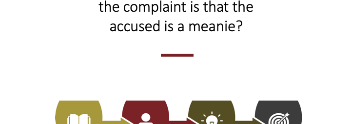 "the complaint is that the accused is a meanie?" title card