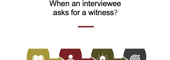 "when an interviewee asks for a witness?" title card