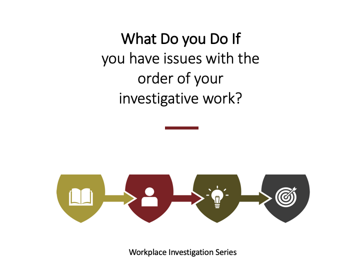 What do you do about the order of investigations?