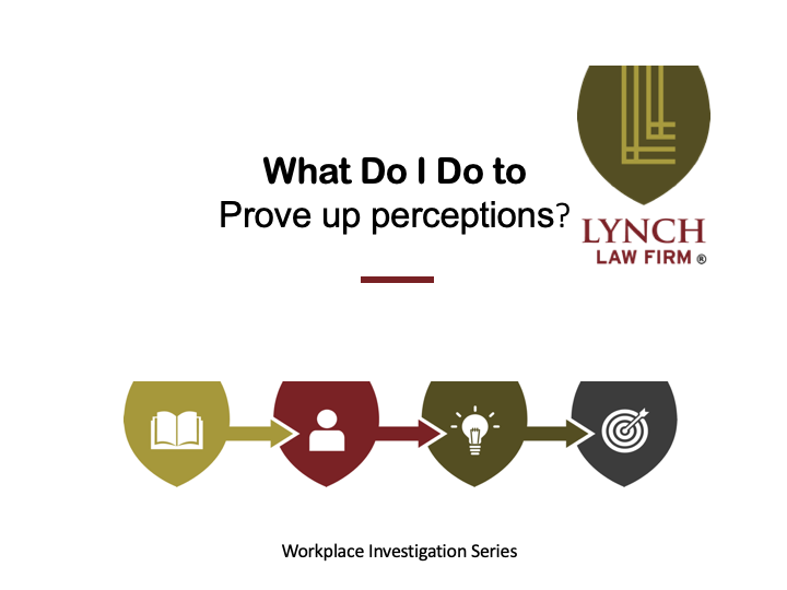 What do I do to prove up perceptions during a workplace investigation?