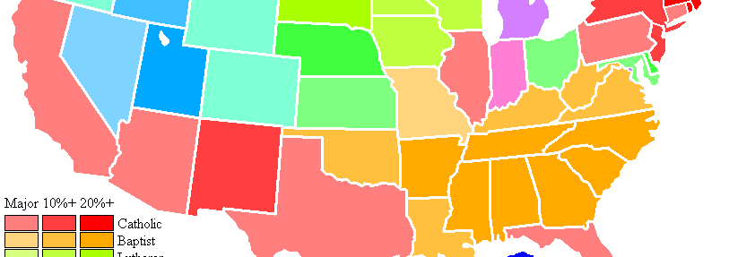 Colorful map of American states