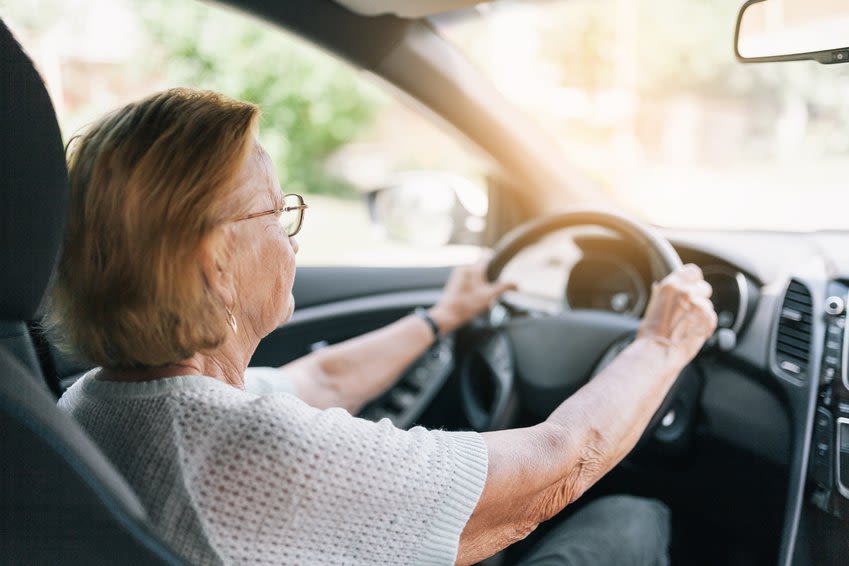 Woman driving car