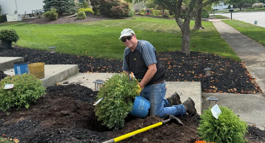 Man working in his garden