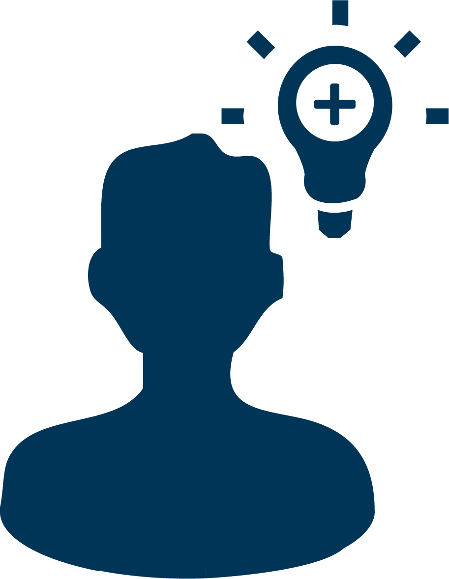 Human and light bulb icon