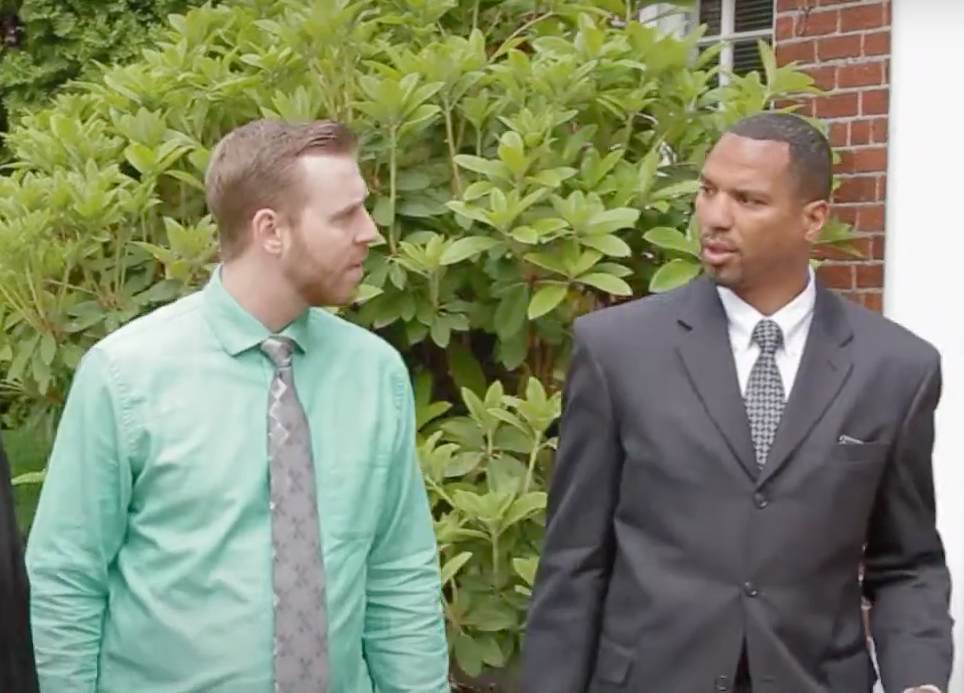 Armstrong talking to a client