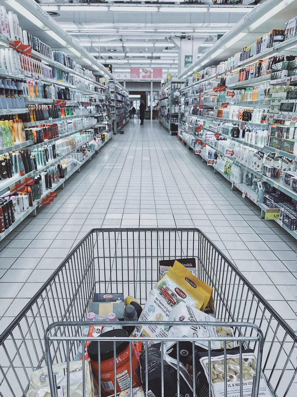 shopping cart in aisle