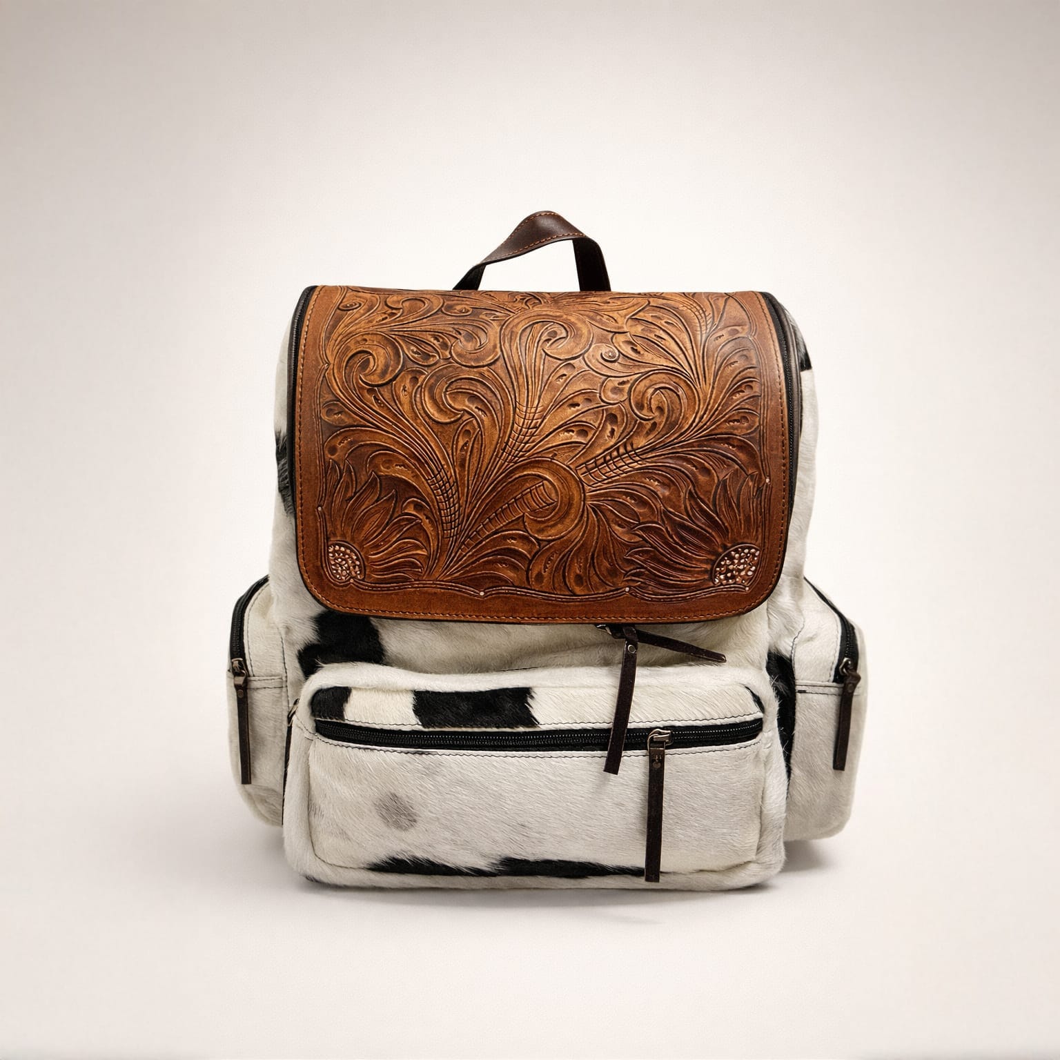 Floral Leather Backpack