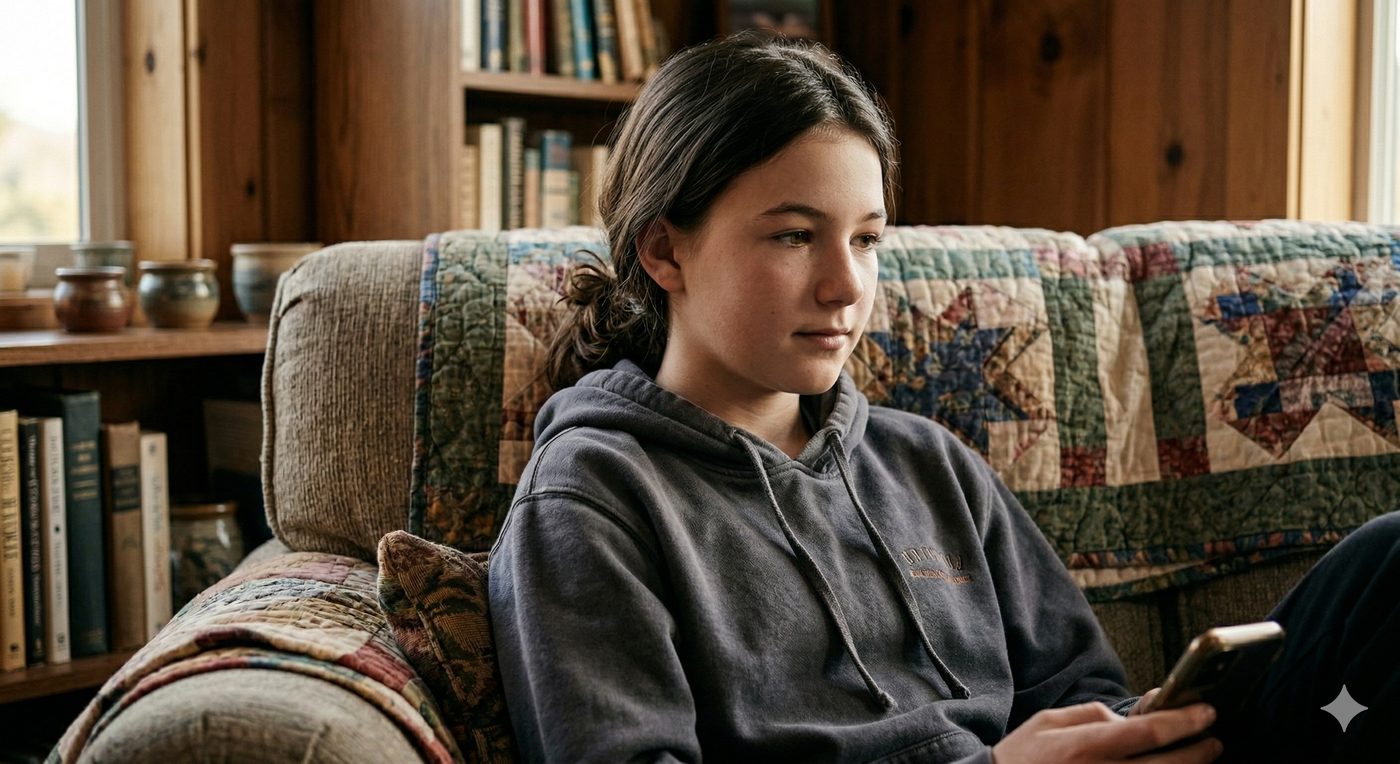 Lily, 13, in her your town NC home