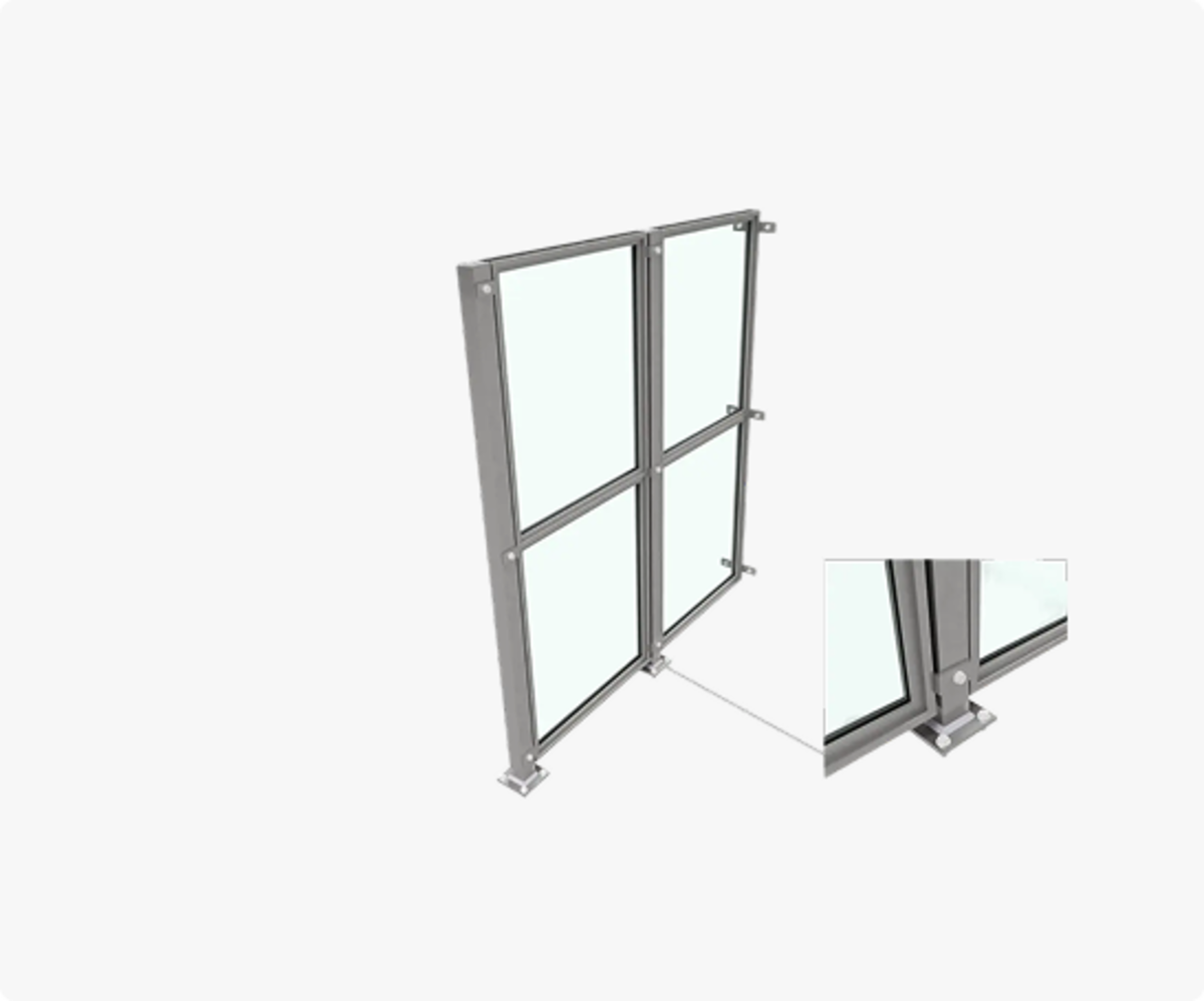 Dit is een 3d tekening van het aluminium hek APS-33.2-44.2 met een zilverkleurige RAL kleur vanaf de zijkant