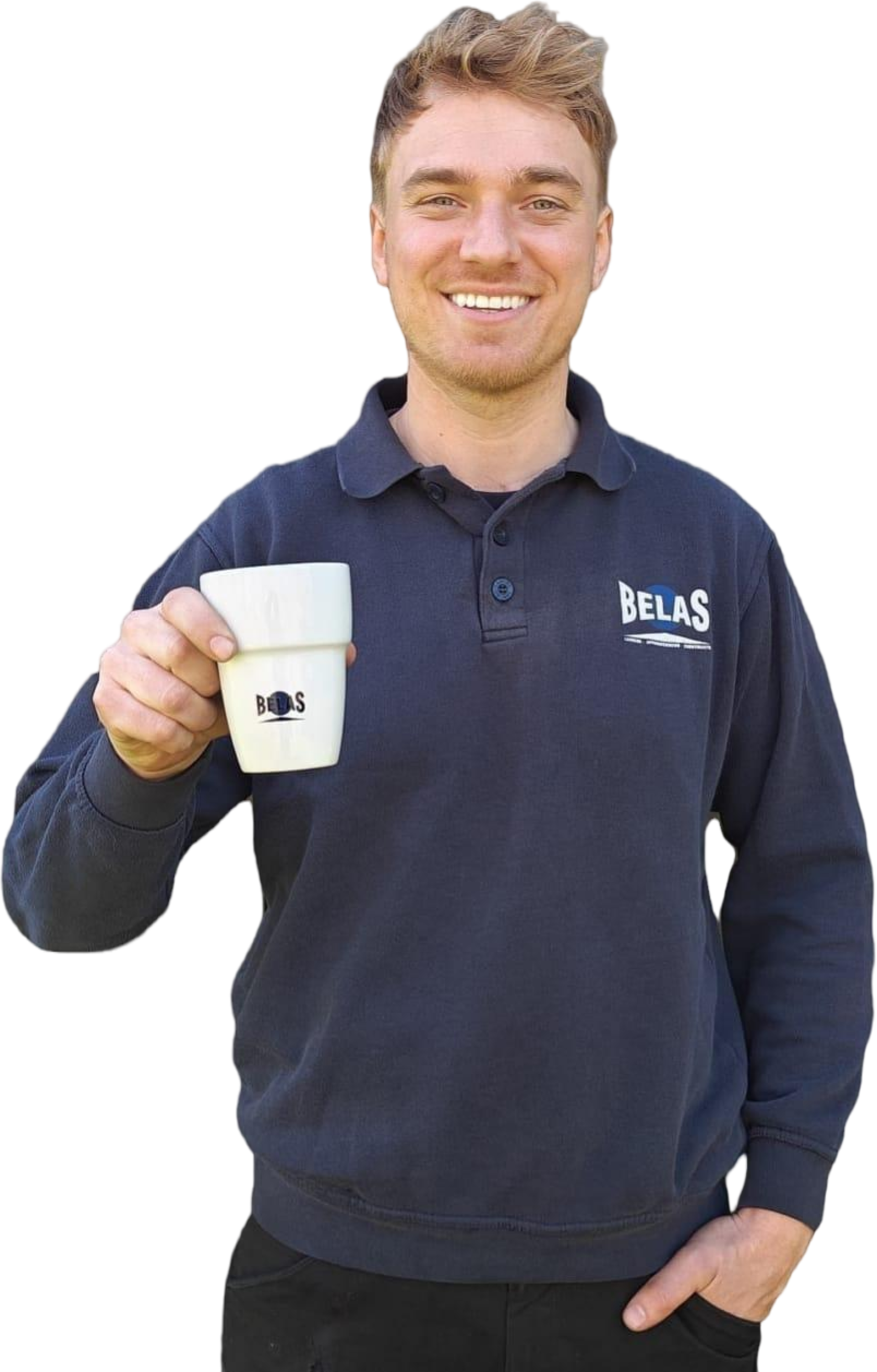 Matthias van Belas met koffie
