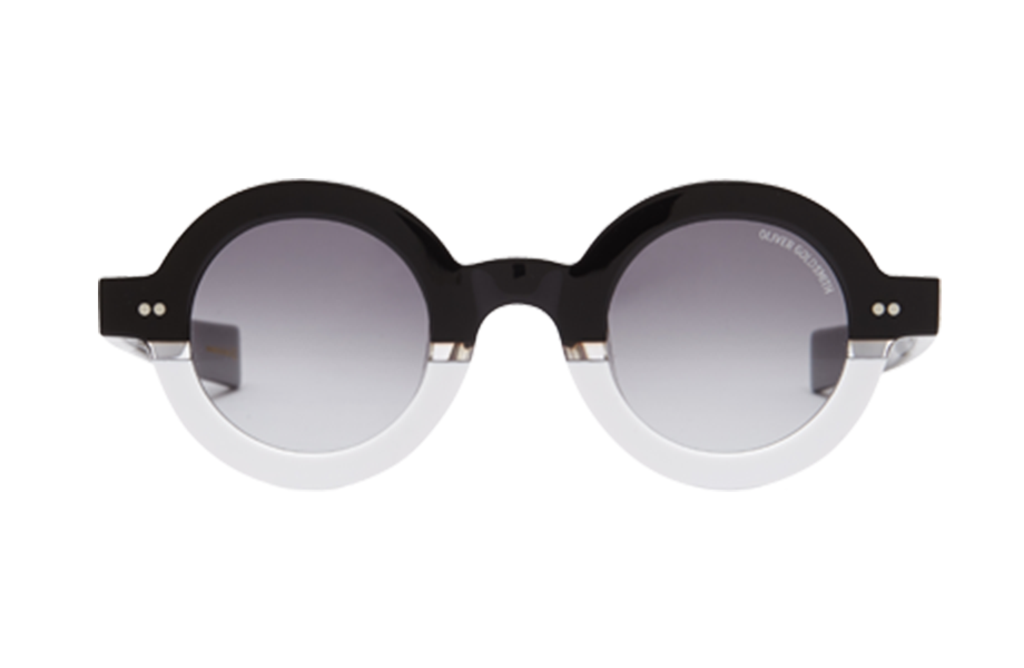 Lunettes de soleil 1930's - , Oliver Goldsmith, Ronde , de couleur Blanc Transparent.