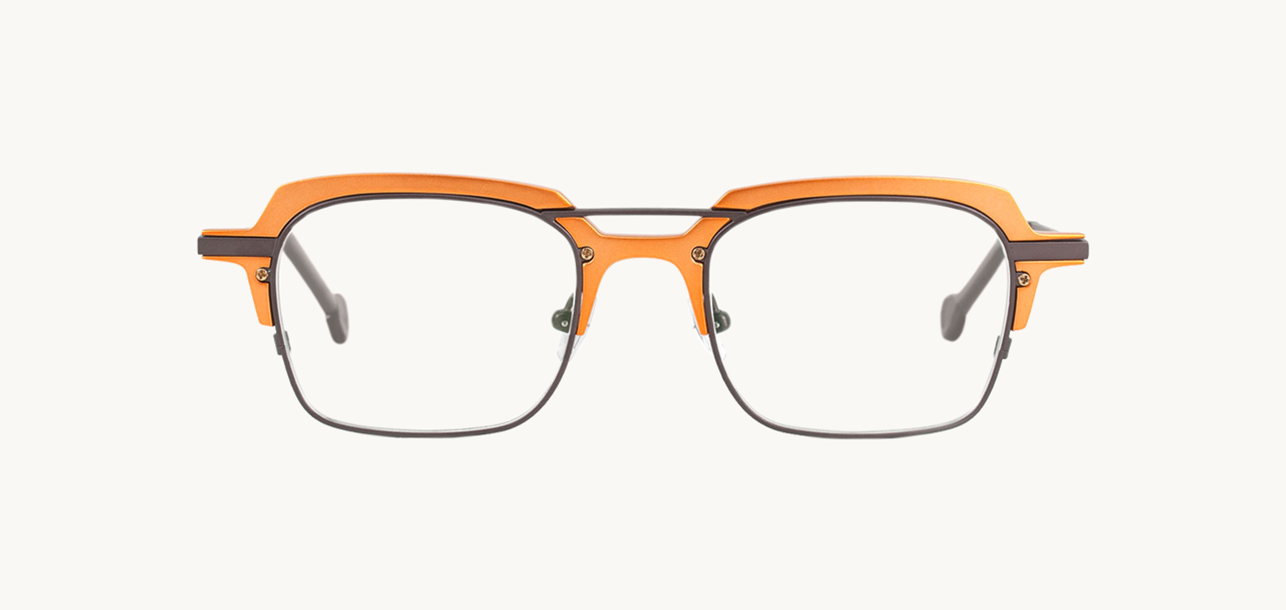 Lunettes de vue Corgi - , l.a. Eyeworks, Carrée Rectangle, de couleur Orange Gris.