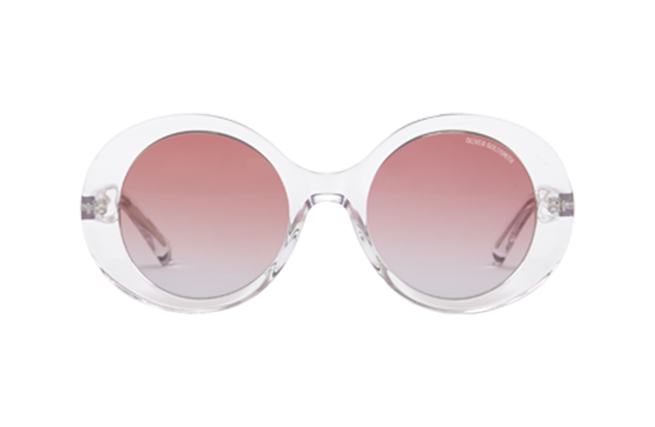 Lunettes de soleil 1960's - , Oliver Goldsmith, Ronde Papillon, de couleur Rose Transparent.