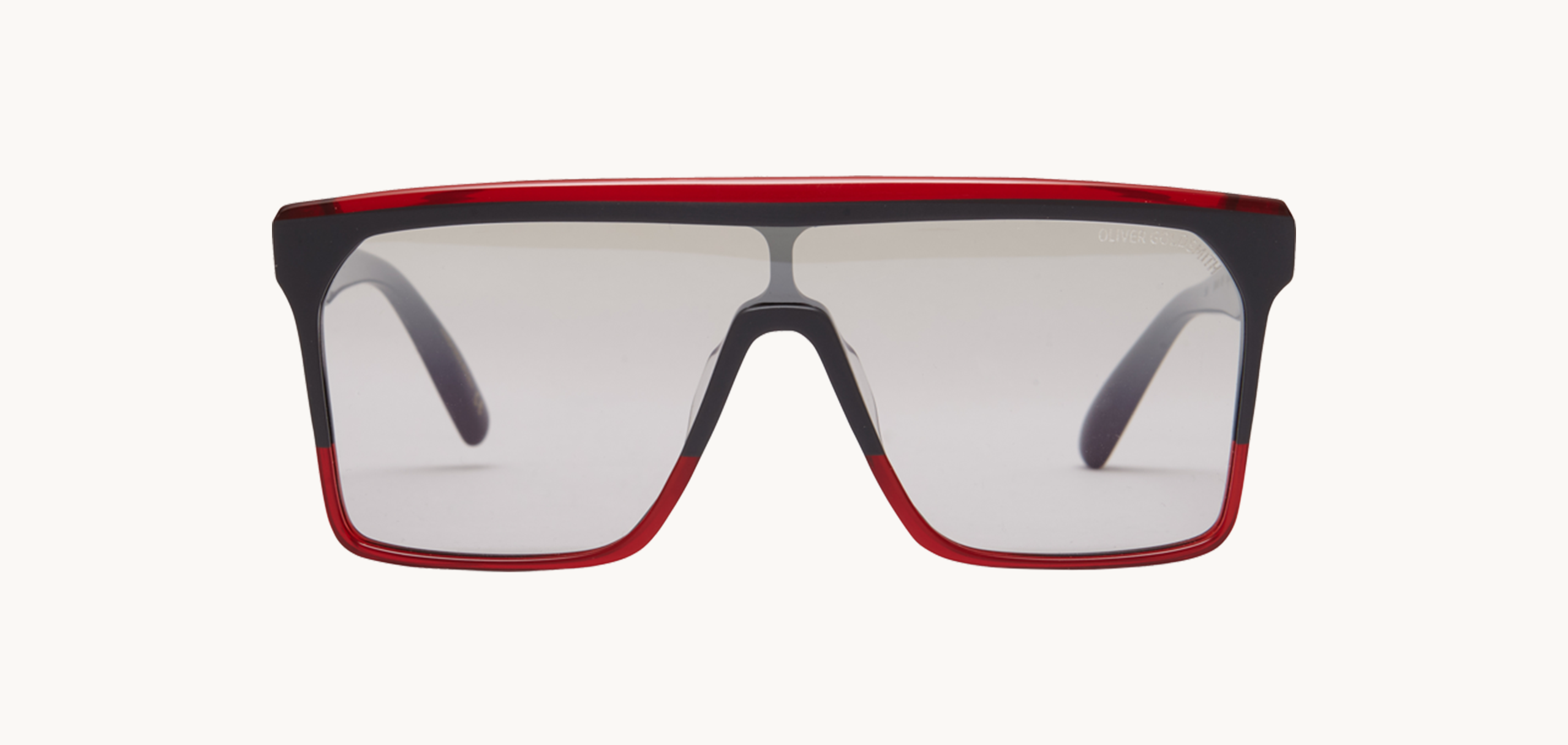 Lunettes de soleil 1990's - , Oliver Goldsmith, Rectangle , de couleur Rouge Noir.