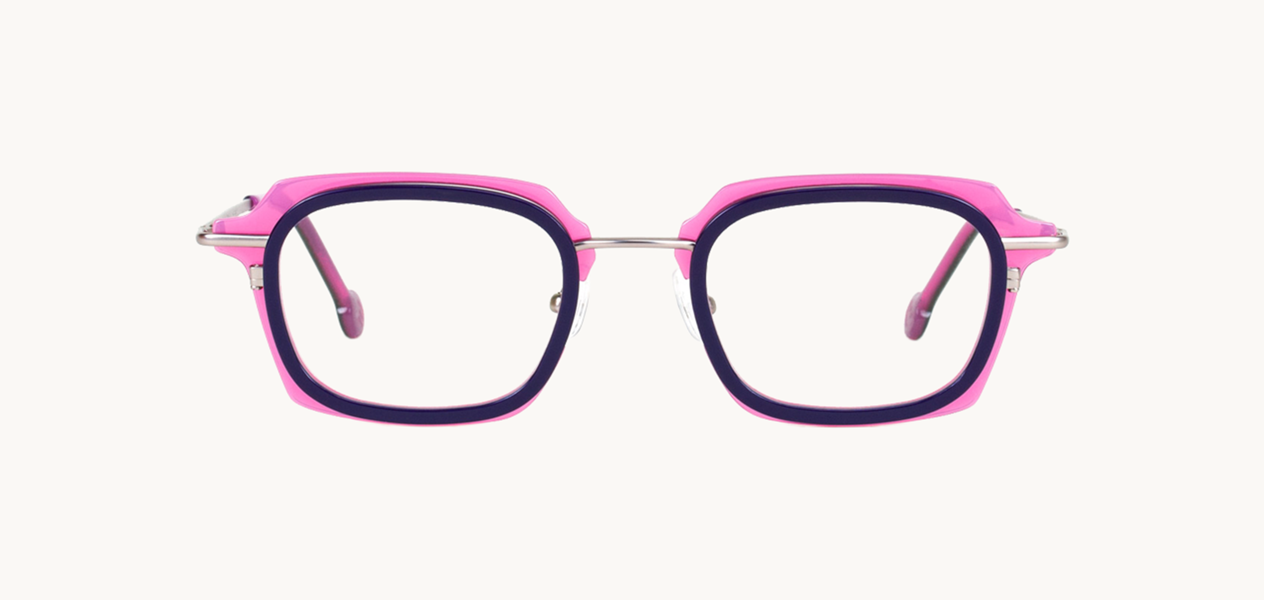 Lunettes de vue Jenks - , l.a. Eyeworks, Carrée Rectangle, de couleur Violet Rose.