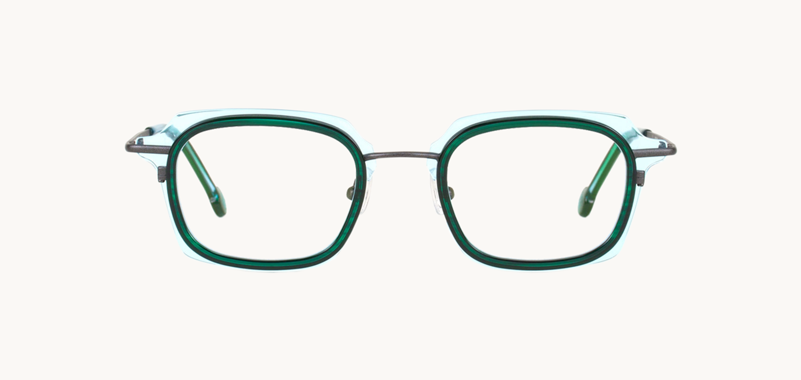 Lunettes de vue Jenks - , l.a. Eyeworks, Carrée Rectangle, de couleur Vert Gris.