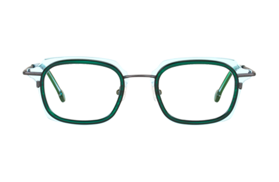 Lunettes de vue Jenks - , l.a. Eyeworks, Carrée Rectangle, de couleur Vert Gris.