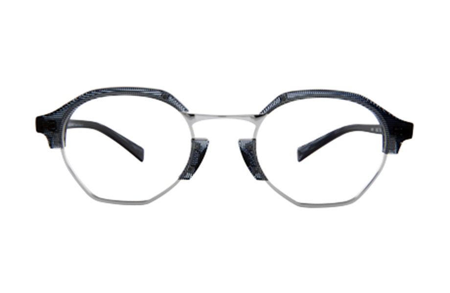 Lunettes de vue Rey - BLU, Bruno Chaussignand, Hexagonale Ronde, de couleur Bleu Gris.